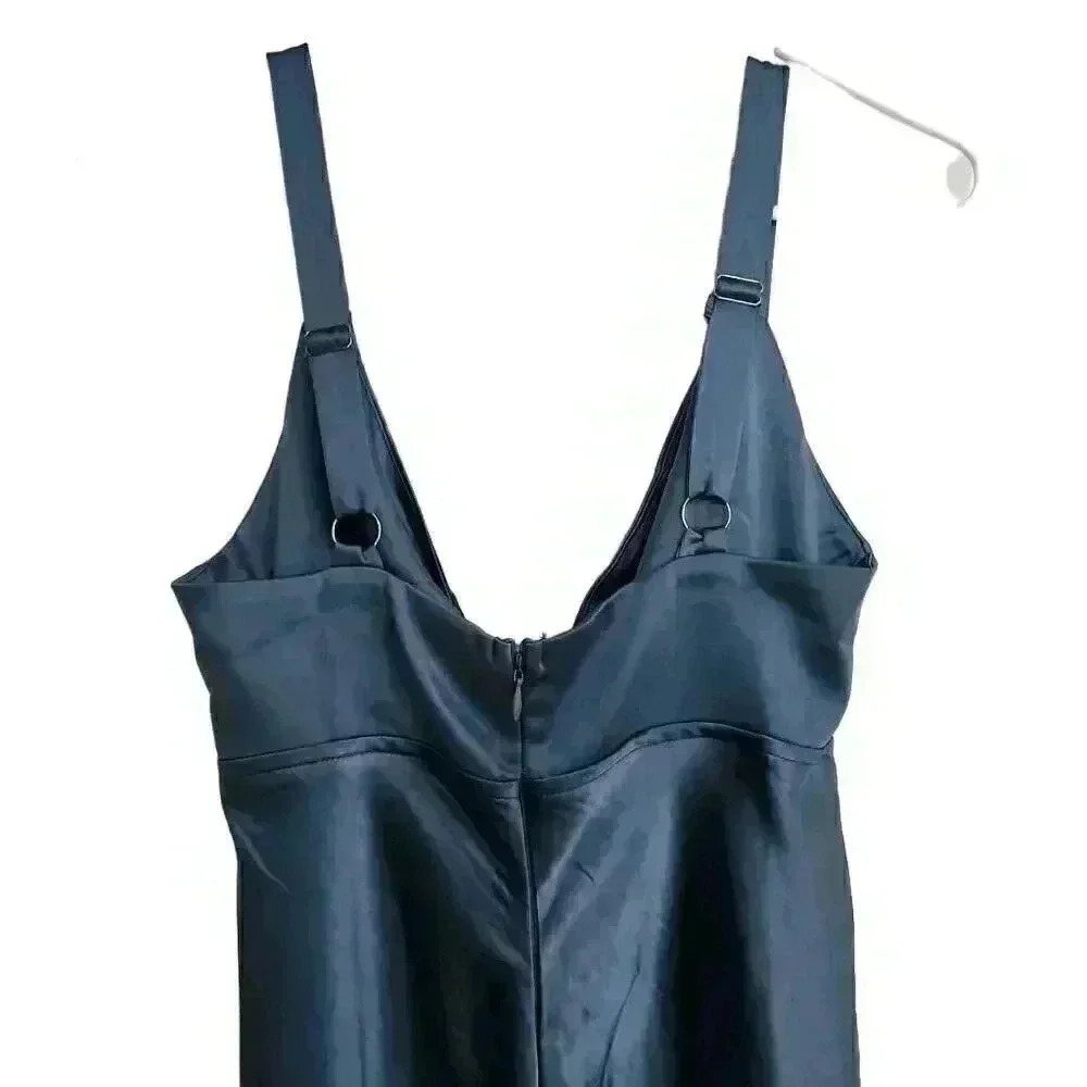 NWT Selfie Leslie Womens Sleeveless Perfect Day Satin Midi Dress Teal Small - Picture 4 of 6